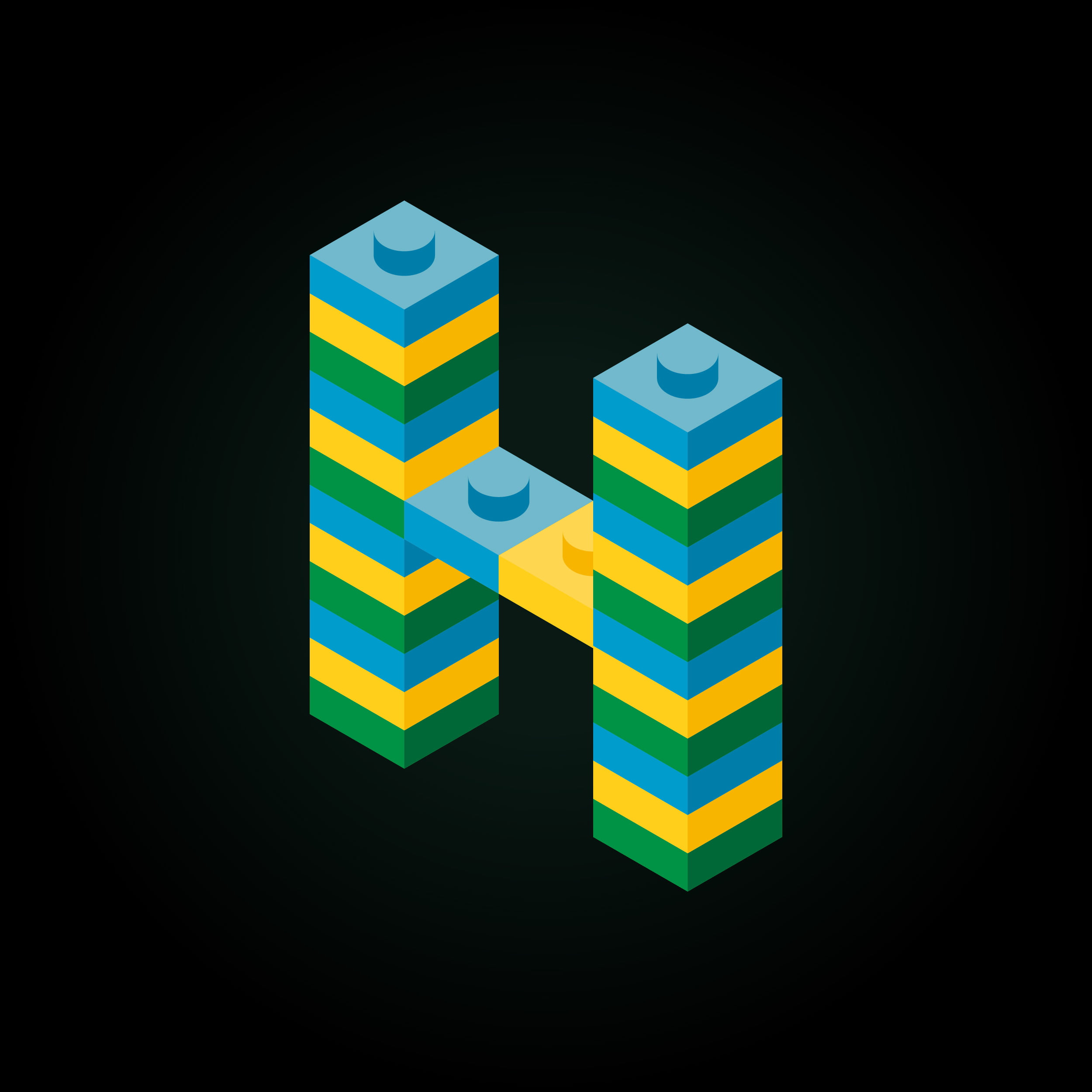 3D Letter H Lego Brick