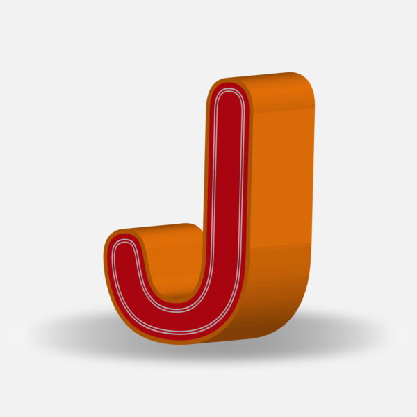3D Letter J With Orange Border