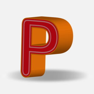 3D Letter P With Orange Border