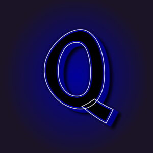 3D Letter Q With White Border