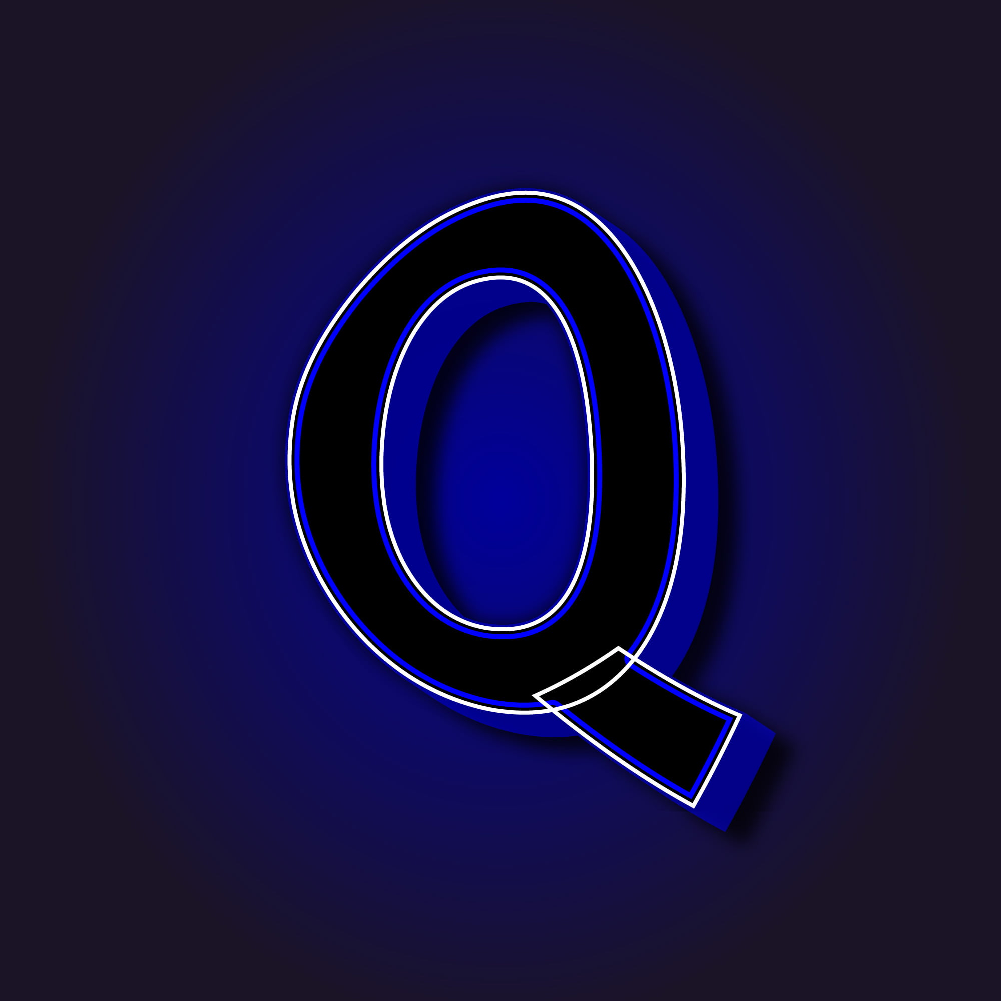 3D Letter Q With White Border