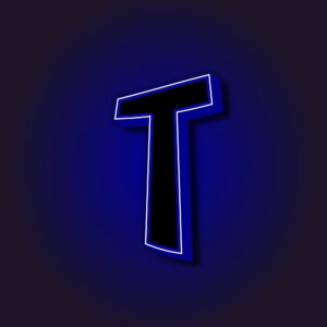 3D Letter T With White Border