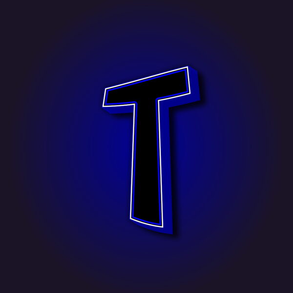 3D Letter T With White Border