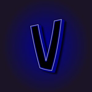 3D Letter V With White Border