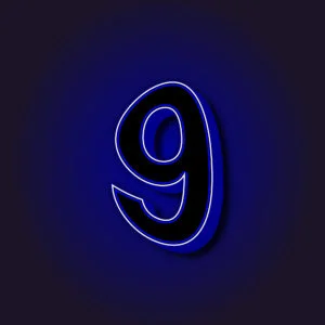 3D Number Nine With White Border