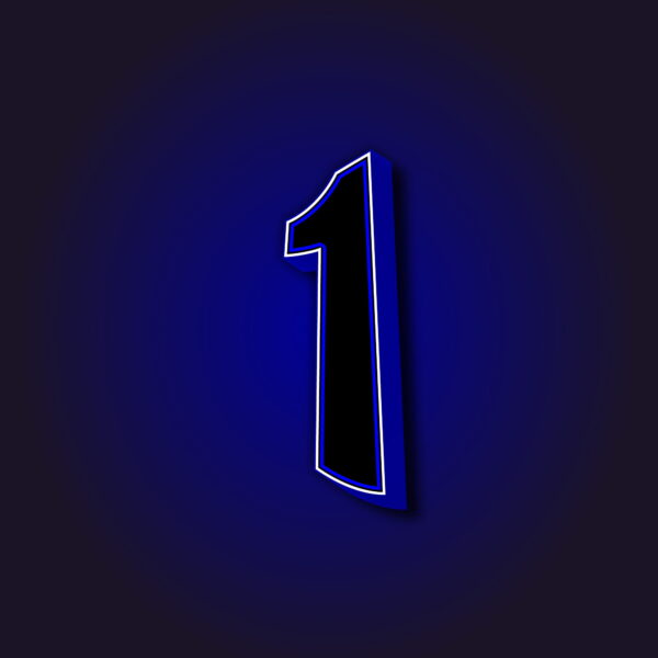 3D Number One With White Border