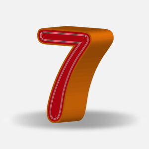 3D Number Seven With Orange Border