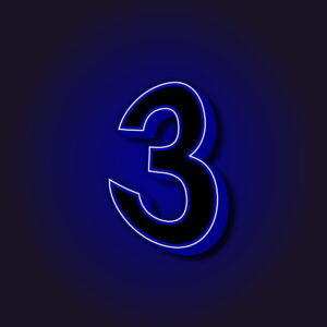 3D Number Three With White Border