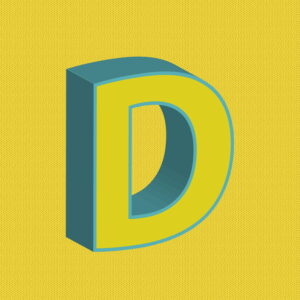 3D Yellow Letter D With Blue Border