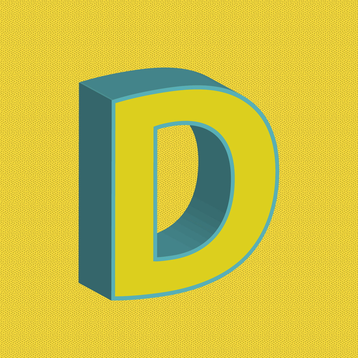 3D Yellow Letter D With Blue Border