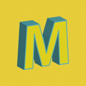 3D Yellow Letter M With Blue Border