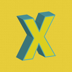 3D Yellow Letter X With Blue Border