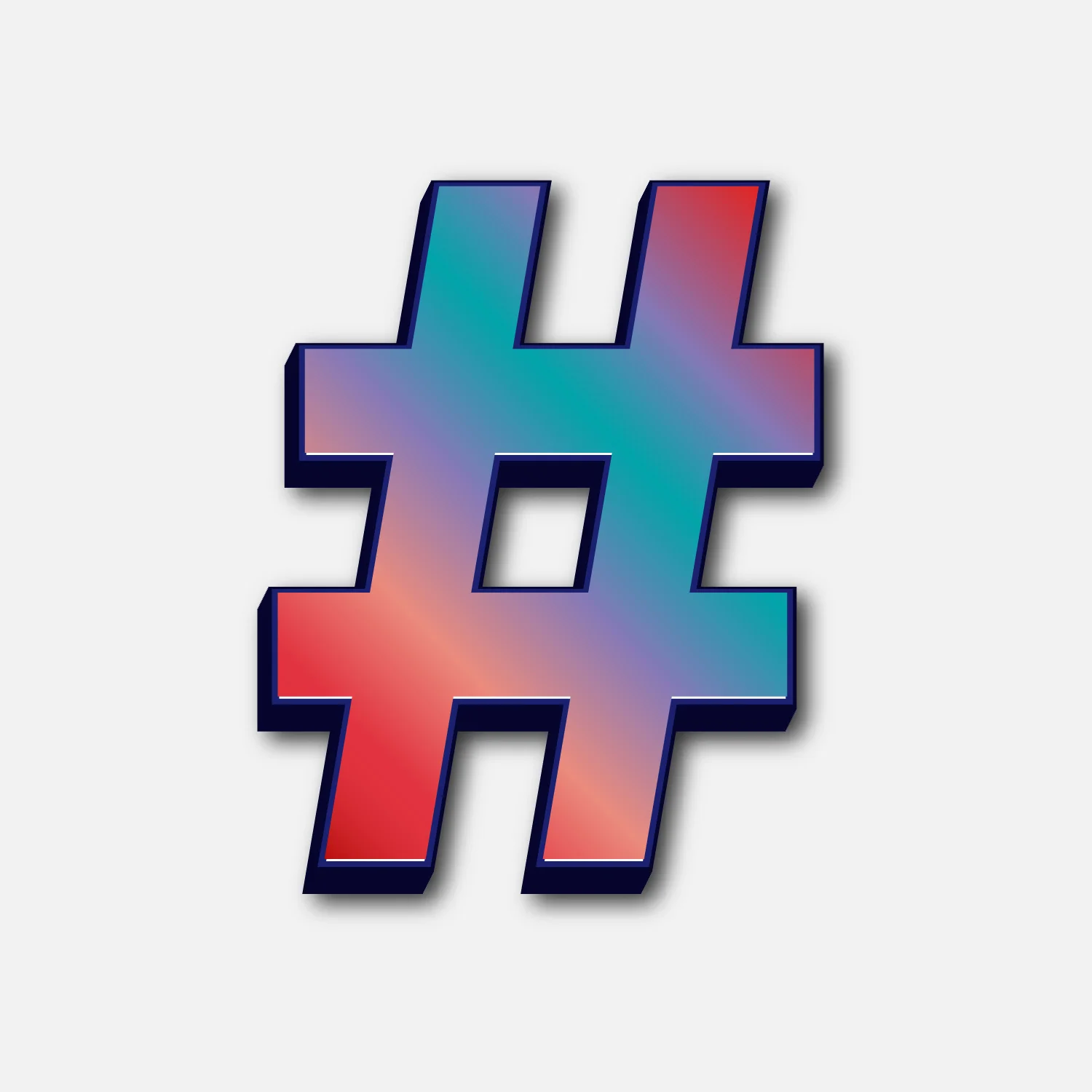 Hashtag Symbol Glossy Colorful Design