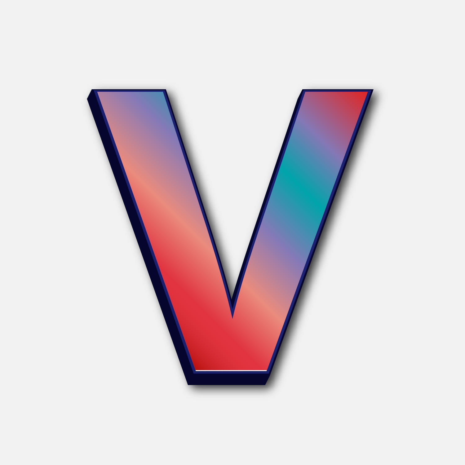 Letter V Glossy Colorful Design