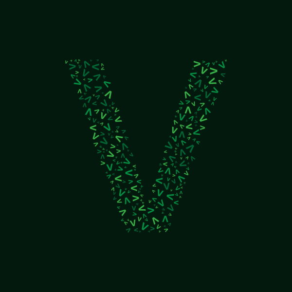 Letter V With Green Letter V Pattern