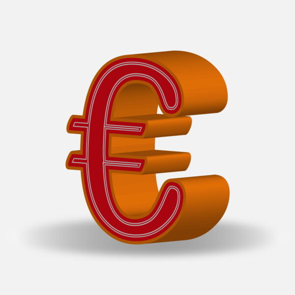 3D Euro Symbol With Orange Border