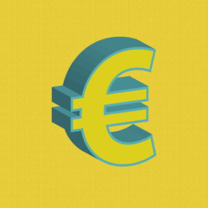 3D Yellow Euro Symbol With Blue Border