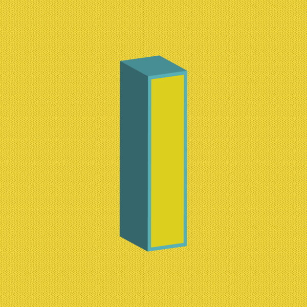 3D Yellow Letter I With Blue Border