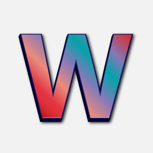 Letter W Glossy Colorful Design