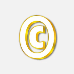 White Copyright Symbol With Golden Border