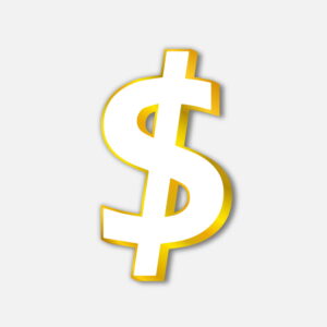 White Dollar Symbol With Golden Border