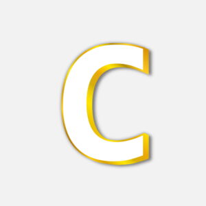 White Letter C With Golden Border