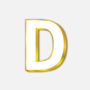 White Letter D With Golden Border