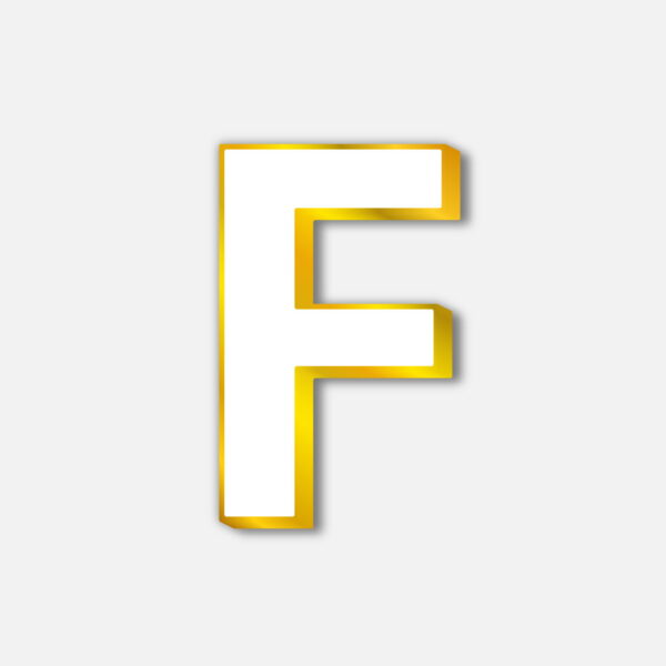 White Letter F With Golden Border
