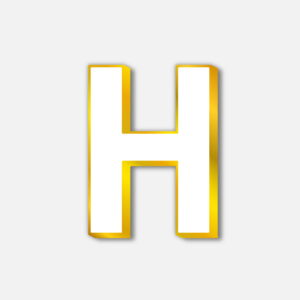 White Letter H With Golden Border