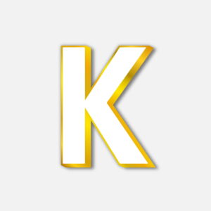 White Letter K With Golden Border