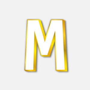 White Letter M With Golden Border
