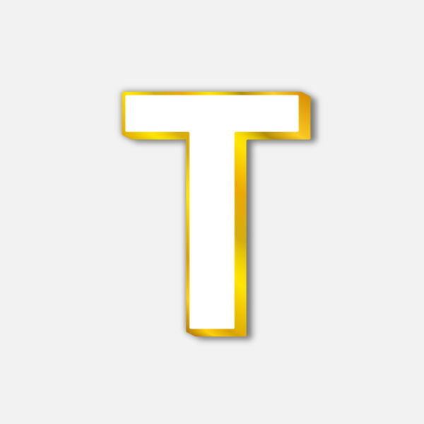 White Letter T With Golden Border