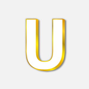 White Letter U With Golden Border