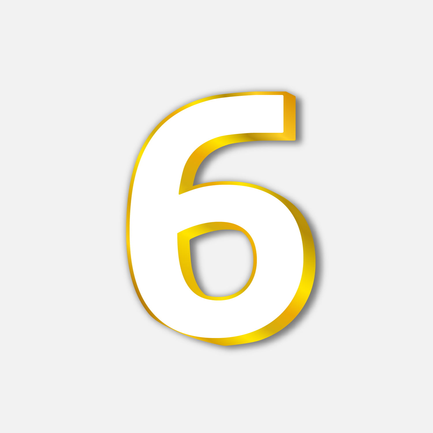 White Number Six With Golden Border