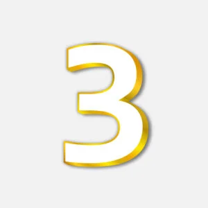 White Number Three With Golden Border