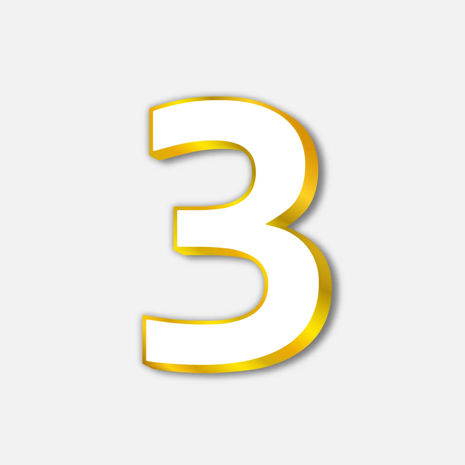 White Number Three With Golden Border
