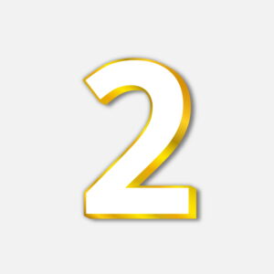 White Number Two With Golden Border