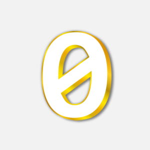 White Number Zero With Golden Border