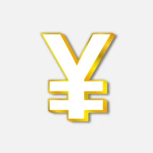 White Yuan Symbol With Golden Border