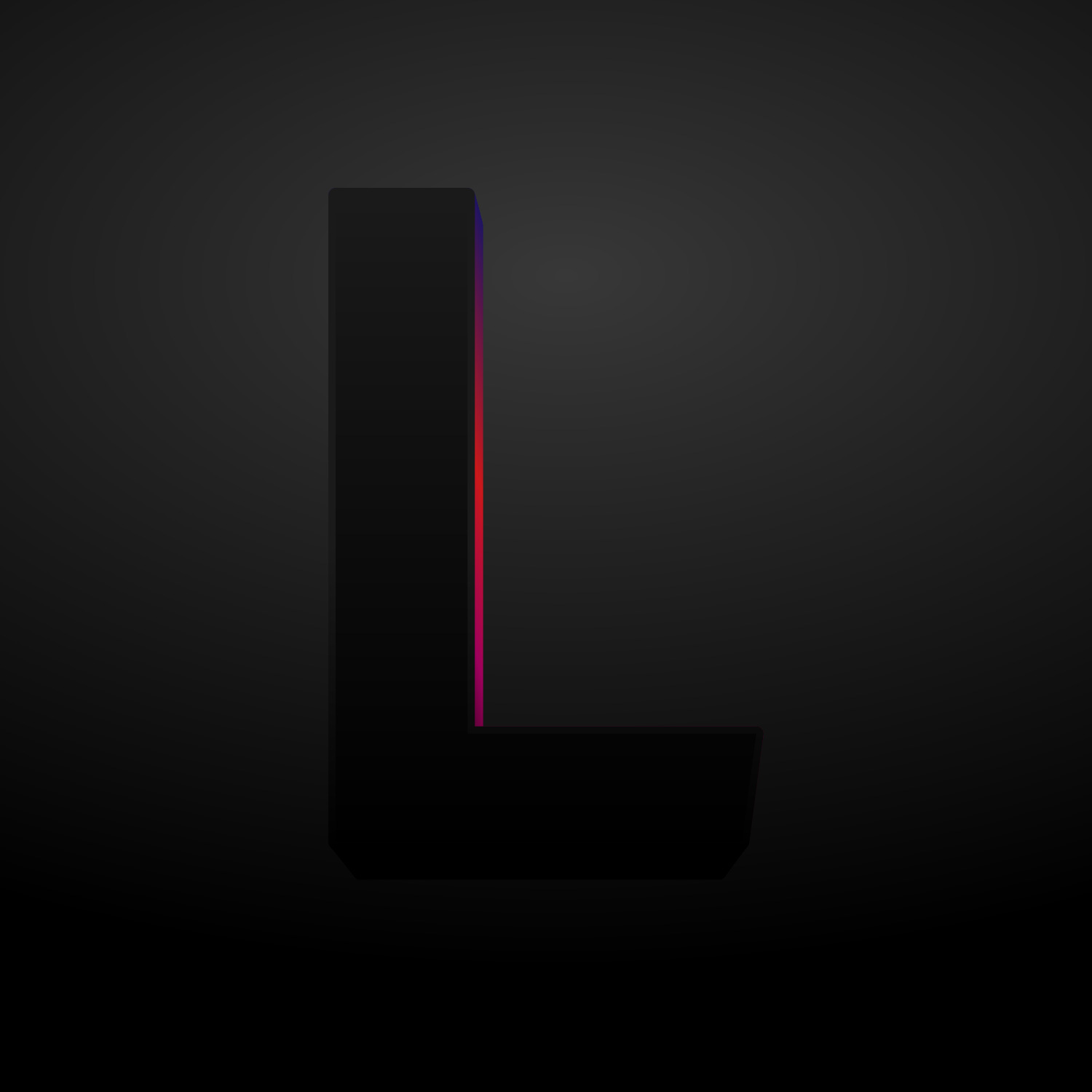 3D Letter L Black Color Design