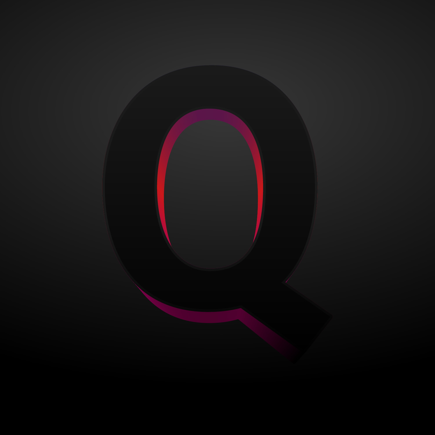 3D Letter Q Black Color Design