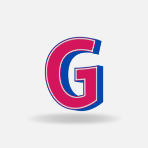 3D Pink Letter G With Blue Border