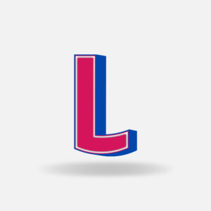 3D Pink Letter L With Blue Border