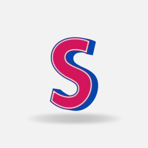 3D Pink Letter S With Blue Border