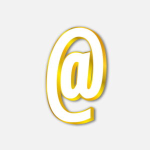 White At Symbol With Golden Border