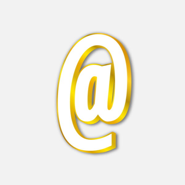 White At Symbol With Golden Border