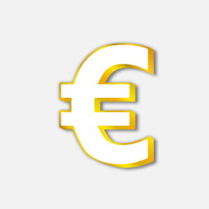 White Euro Symbol With Golden Border