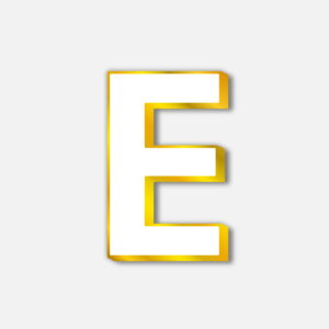 White Letter E With Golden Border