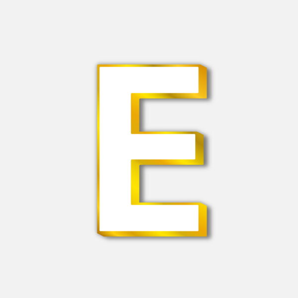 White Letter E With Golden Border