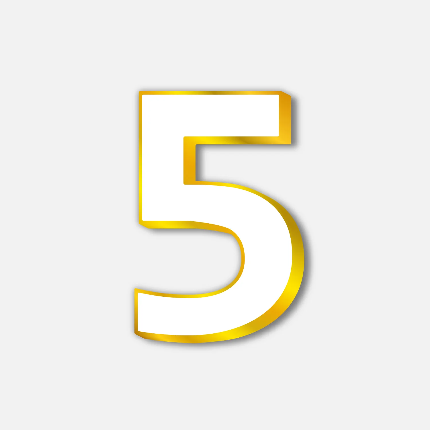 White Number Five With Golden Border